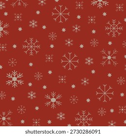 Patrón sin fisuras del copo de nieve de las Navidades rojas. Perfecto para el arte y la artesanía, papel digital, impresión de tela, impresión textil, embalaje, scrapbooking, papel de regalo, fondo y más.
