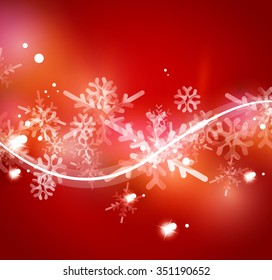 Red Christmas snowflakes abstract background. Vector illustration for your message