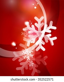 Red Christmas snowflakes abstract background. Vector illustration for your message