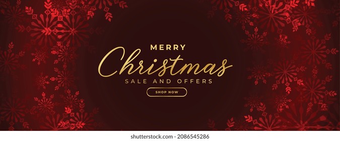 red christmas snowflakes sale banner design