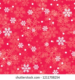 Red Christmas snowflakes seamless pattern. Great for winter holidays wallpaper, backgrounds, invitations, packaging design projects. Surface pattern design.