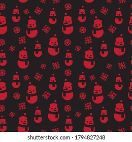 Red Christmas Snowman seamless pattern background for website graphics, fashion textile