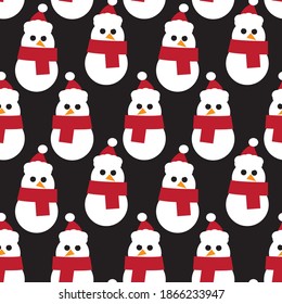 Red Christmas Snowman seamless pattern background for website graphics, fashion textile