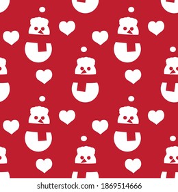 Red Christmas Snowman seamless pattern background for website graphics, fashion textile