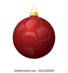 Red christmas soccer ball icon for christmas tree
