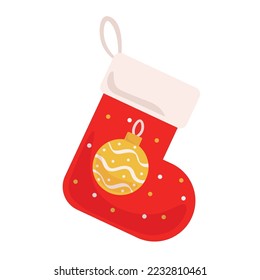 Red Christmas sock on white background