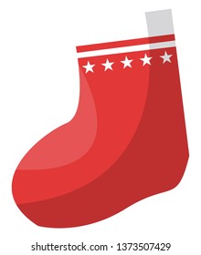 Red christmas sock for presents vector illustration on a white background