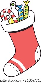 Red Christmas sock with sweets
