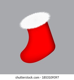 Red Christmas sock, vector illustration.