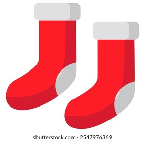 Red Christmas socks icon vector isolated on white background.