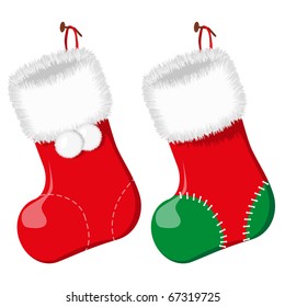 Red christmas socks. Vector illustration. EPS8