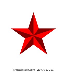 Red Christmas star icon vector. 3d star award logo illustration isolated on white background.
