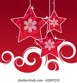red Christmas stars background