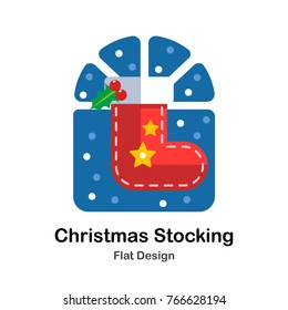 red Christmas Stocking flat illustration icon