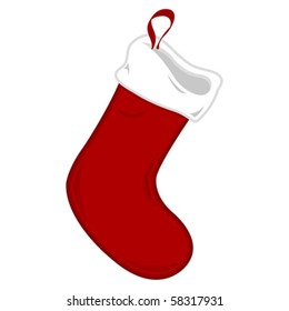 Red Christmas stocking isolated over white background