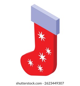 Red christmas stocking with snowflakes is waiting to be filled with gifts