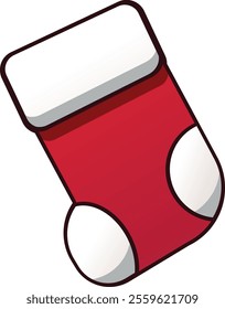 Red christmas stocking vectorized with white background