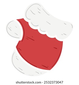 Red Christmas stocking with white fluffy trim, Vector