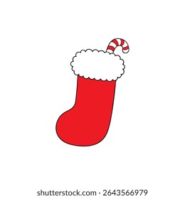 a red christmas stocking with white fluffy top