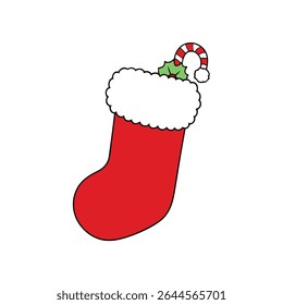 a red christmas stocking with white fluffy top