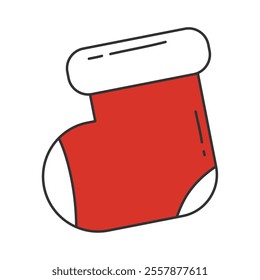 Red Christmas stocking with white trim Vector