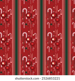 Red christmas  stripe candy cane seamless pattern in vertical composition