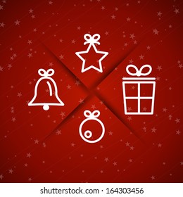 red christmas symbols with stars. christmas concept