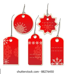 Red Christmas tags