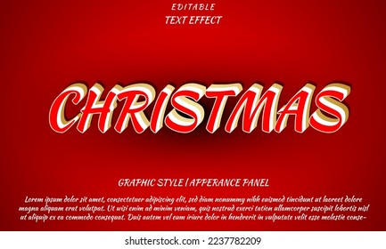 plantilla de efecto de texto navideño rojo con estilo 3d. utilizado para logotipos y marcas de negocios y medios sociales