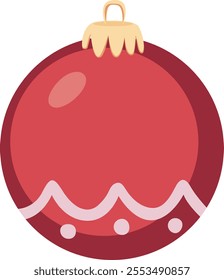 Red Christmas tree ball, vector illustration isolated from background. Decoration for Christmas tree. Red bauble. Symbol of Happy New Year and Christmas celebration