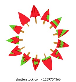 red Christmas tree with center blank circle shape on white background