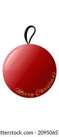 red christmas tree decorative ball that says merry christmas