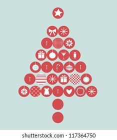 red Christmas tree from festive elements
