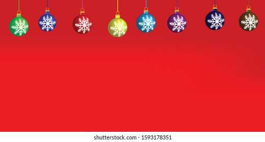 A red Christmas tree with a gift box and a snowflake ball