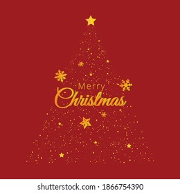 Red Christmas tree Holiday Card