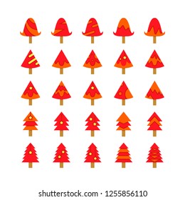 red Christmas tree icons