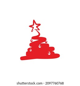 Rote Weihnachtsbaumlogos, Vektorgrafik