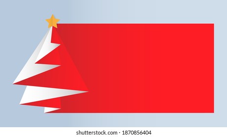 Red Christmas tree paper fold isolated on background, Flat illustration vector for Christmas and New Year decorations.