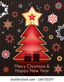 Red Christmas Tree with Presents