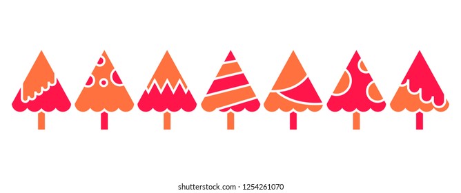 red Christmas tree set isolated on white