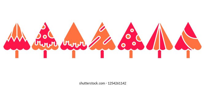 red Christmas tree set isolated on white