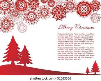 red christmas tree and snowflake