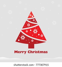 Red christmas tree with snowflakes.