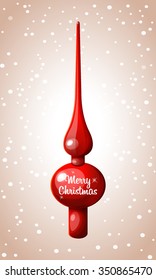 Red christmas tree topper. Christmas card. Merry Christmas