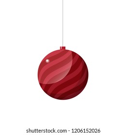 red Christmas tree toy ball decoration - vector illustration