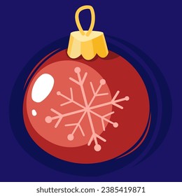red Christmas tree toy ball with snowflake