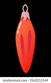 red christmas tree toy icicle vector illustration