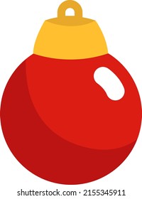 Red christmas tree toy, illustration, vector on a white background.
