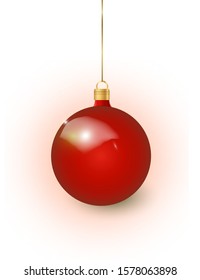 Red Christmas tree toy isolated on a transparent background. Stocking Christmas decorations. Vector object for christmas design, mockup. Vector realistic object Illustration 10 EPS