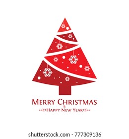 Red christmas tree vector.